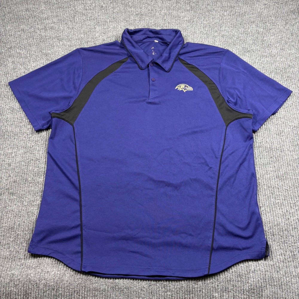 Reebok Shirt Men's L Baltimore Ravens NFL Purple Short Sleeve Polo Gameday
